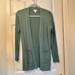 SO Brand Green Ribbed Cardigan Sweater